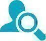 blue outline person magnifying glass