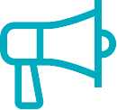 blue outline of megaphone