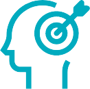 head outline with target and arrow