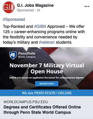 GI Jobs Ad Example - Penn State